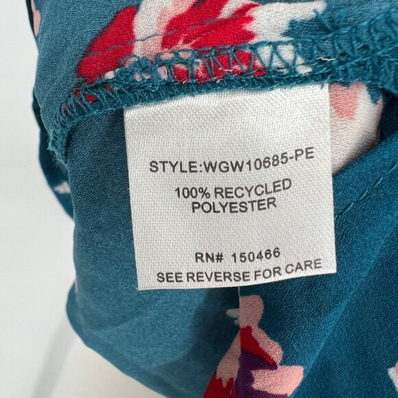 41 Hawthorn Floral Cap Sleeve Blouse Teal Blue Red Size Petite Small NWT - Picture 7 of 9